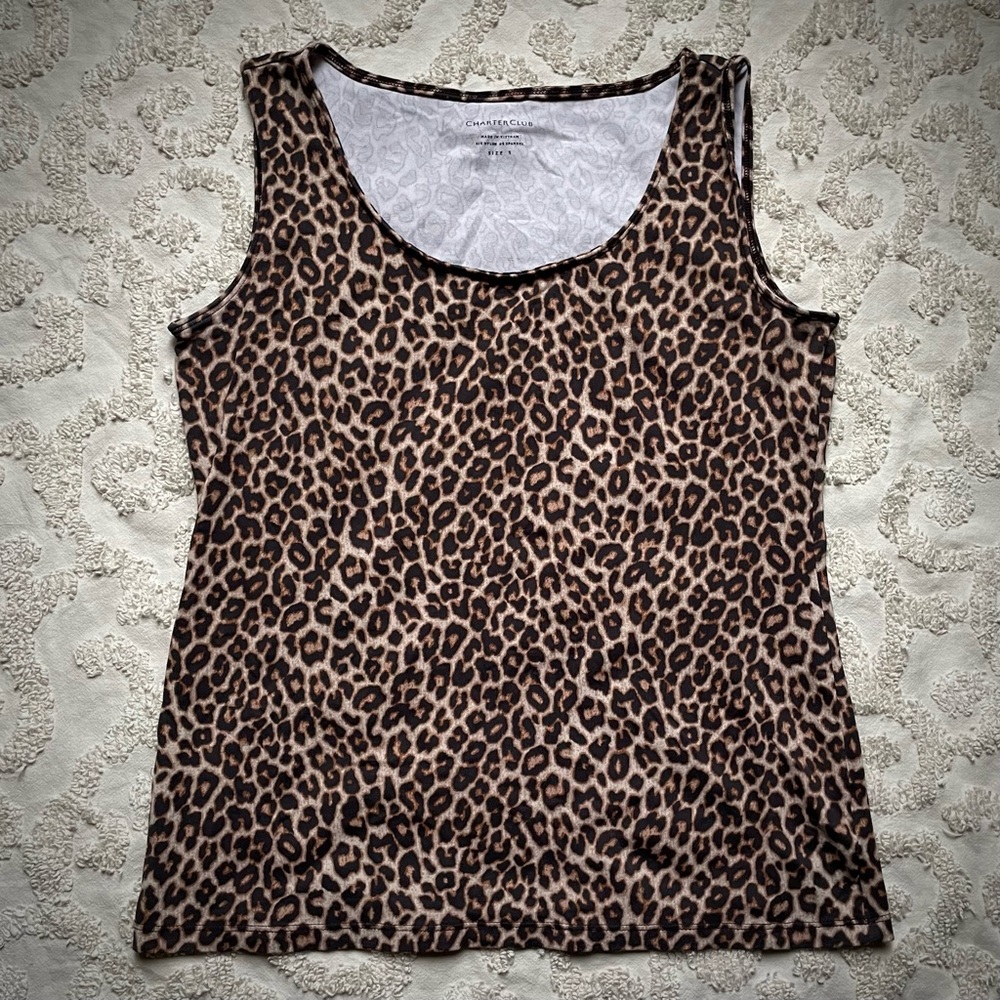 Stretchy Leopard Print Tank Top small